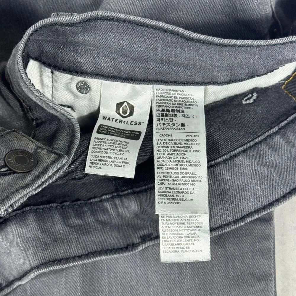 Levi's 511 Straight-Leg Jeans Mens Gray Denim Charcoal Wash Outdoor Size W42 L30